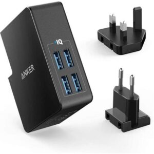 ANKER POWERPORT 4 LITE 27W  WITH USB-A POWER IQ PORTS-BLACK