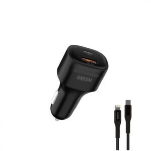 GREEN COMPACT CAR CHARGER 20W WITH 1.2M LIGHNING