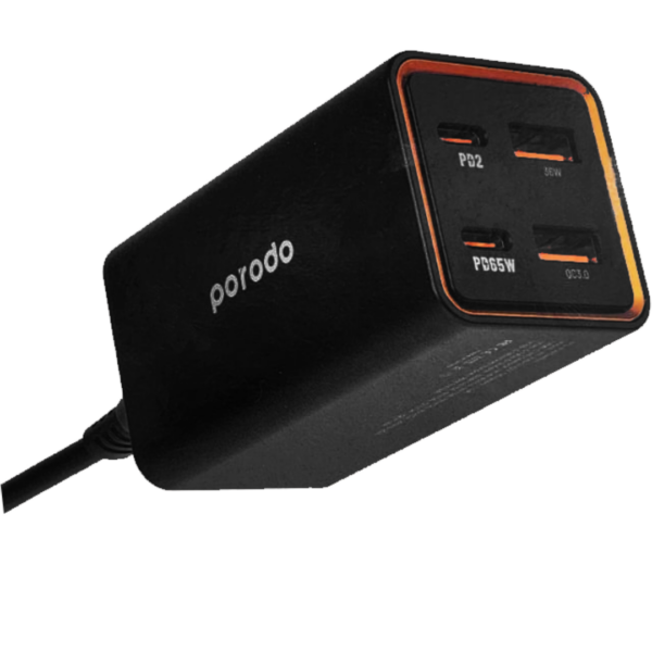 7267547496885 - PORODO 65W GAN 4 PORTS DESKTOP CHARGER
