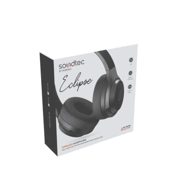 7267547497448 PORODO SOUNDTEC ECLIPSE WIRELESS HEADPHONE ENC - (BLACK)