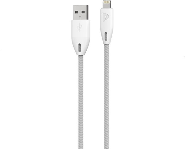 POWEROLOGY BRAIDED USB-A - LIGHTNING WIRE 1 M - (WHITE)