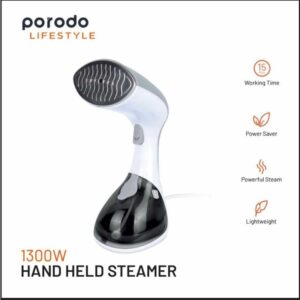 7267547496175 PORODO LIFESTYLE HAND HELD STEAMER 1300W - BLACK/SILVER
