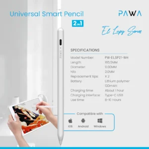 6476971381822 PAWA UNIVERSAL SMART PENCIL 2IN1 - WHITE