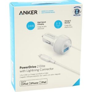 848061049077 ANKER POWERDRIVE 2 ELITE WITH LIGHTNING CONNECTOR 24W - WHITE