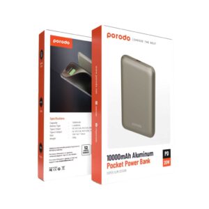 6849108443074 PORODO 10000MAH ALUMINUM POCKET POWER BANK 20W (GOLD)