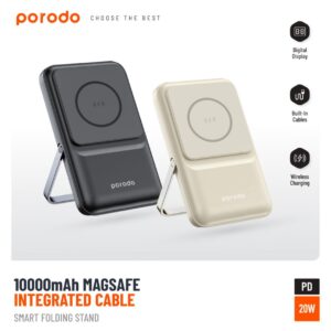 6849108443227 PORODO 10000MAH MAGSAFE INTEGRATED CABLES 20W