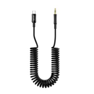 6849108441834 PORODO 3.5MM TYPE - C AUX COILED AUDIO CABLE - 1.2M