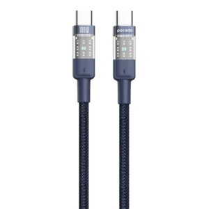 6849108441773 PORODO BRAIDED CABLE - TRANSPARENT USB-C TO USB-C 1.2M (BLUE)