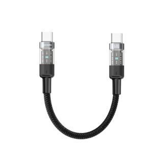 6849108441780 PORODO BRAIDED CABLE - TRANSPARENT USB - C TO USB - C - 35CM (BLACK)