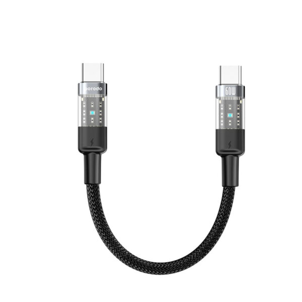 6849108441780 PORODO BRAIDED CABLE - TRANSPARENT USB - C TO USB - C - 35CM (BLACK)