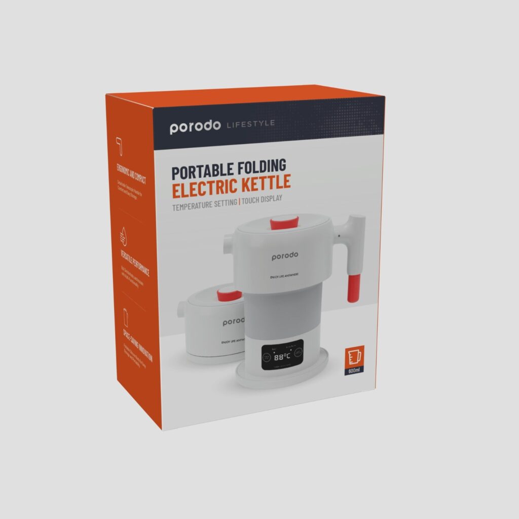 6849108443593 PORODO LIFESTYLE PORTABLE FOLDING ELECTRIC KETTLE 600ML
