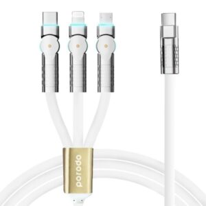 6849108441087 PORODO MULTI-CONNECTOR SWIVEL FAST CHARGE CABLE 1.2M (WHITE)