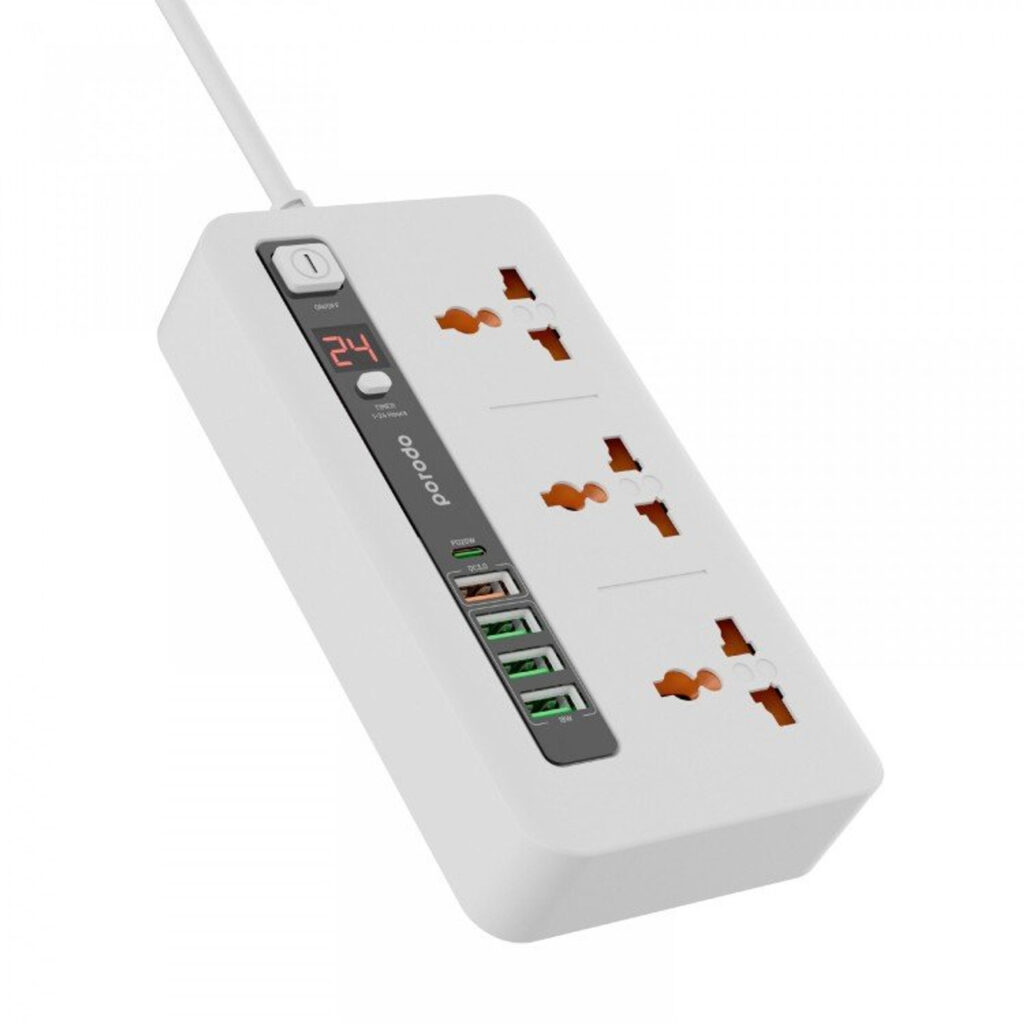 7267547496656 PORODO MULTI- PORT POWER HUB 4 USB-A USB-C (WHITE)