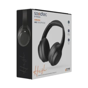 7267547497417 PORODO SOUNDTEC HUSH WIRELESS ANC HEADPHONE (BLACK)