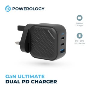 6083749678390 POWEROLOGY GAN ULTIMATE DUAL PD CHARGER 65W