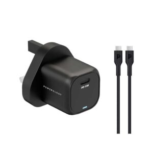7834953557754 POWEROLOGY ULTRA-COMPACT GAN CHARGER 20W WITH USB-C TO USB-C CABLE 1.2M