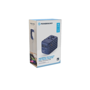 7834953556979 POWEROLOGY UNIVERSAL MULTI-PORT GAN TRAVEL ADAPTER 65W