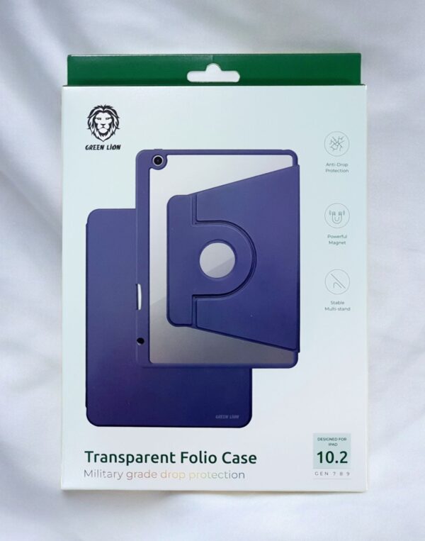6935100184968 GREEN LION TRANSPARENT FOLIO CASE FOR IPAD 9 10.2 - BLUE