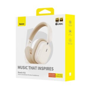 6932172631727 BASEUS BOWIE H1I NOICE-CANCELLATION WIRELESS HEADPHONES - STELLAR WHITE
