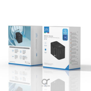 7456871216782 BRAVE TRAVEL GAN 3 PORT + AC TRAVELADAPTER WITH RETRACTABLE CABLE BTC - 34