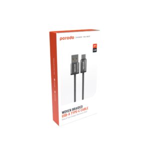 6849108442121 PORODO WOVEN BRAIDED USB-A TO TYPE - C CABLE (1.2M)