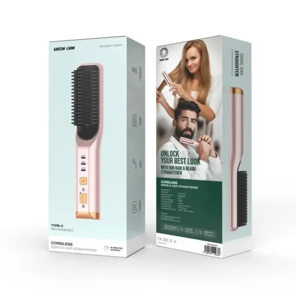 6935100192338 Green Lion Cordless Beard & Hair Straightener - Pink
