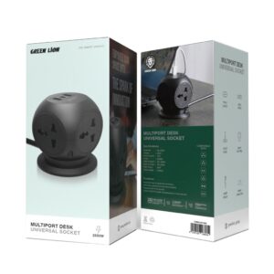 6935100188034 Green Lion MultiPort Desk Universal Socket - Black