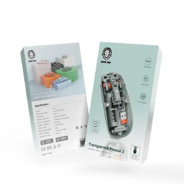 6935100181660 Green Lion Transparent Mouse 2 1600DPI - Gray