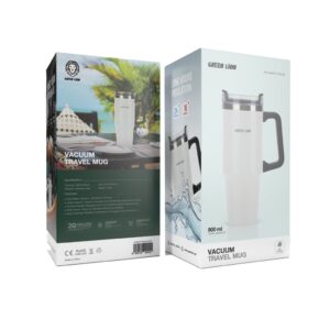 6935100192222 Green Lion Vacuum Travel Mug - White