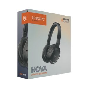 6849108444682 PORODO SOUNDTEC NOVA WIRELESS HEADPHONE - BLACK