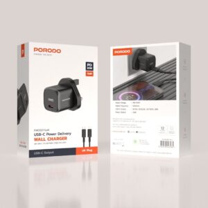 6849108447065 PORODO USB-C POWER DELIVERY WALL CHARGER 20W USB-C TO LIGHTNING CABLE