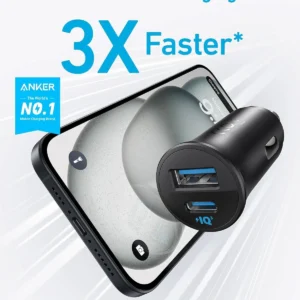 194644195076 ANKER ULTRA-COMPACT DUAL-PORT CAR CHARGER (30W)