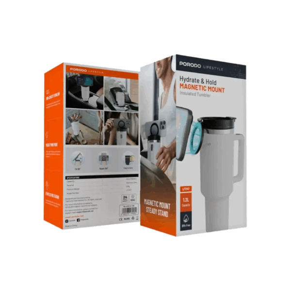 X-990478170582 PORODO LIFESTYLE MAGNETIC MOUNT INSULATED TUMBLER - WHITE