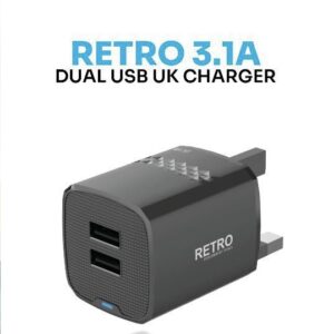 6476971392606 PAWA RETRO 3.1A DUAL USB CHARGER - BLACK
