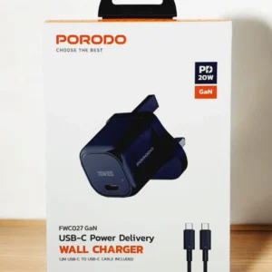 6849108447058 PORODO USB-C POWER DELIVERY WALL CHARGER 20W USB-C TO USB-C CABLE