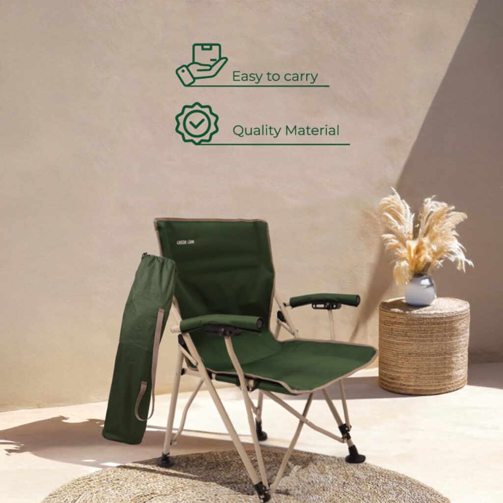 6935100182353 GREEN LION OUTDOOR CAMPING CHAIR WITH CARRYING BAG - GREEN