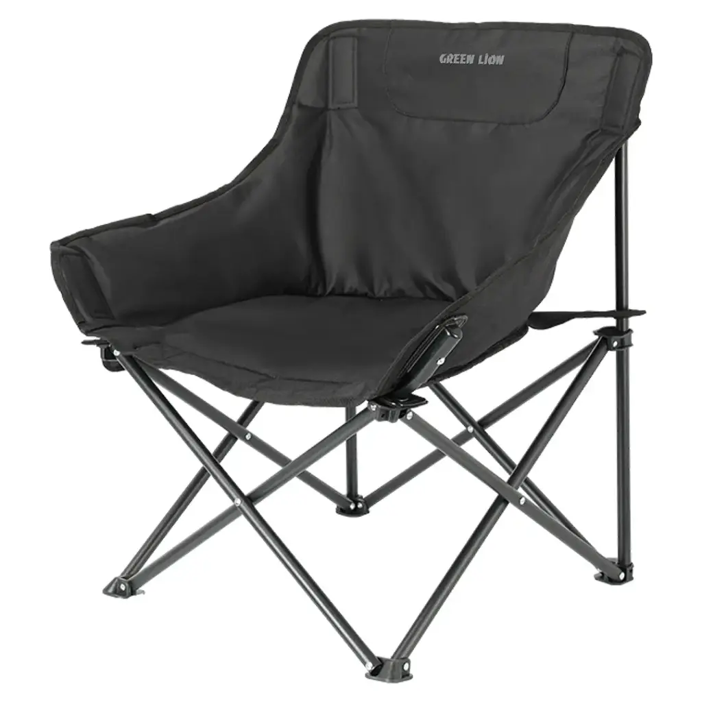 9904907084044 GREEN LION RANGER FOLDABLE CAMPING CHAIR 100KG LOAD CAPACITY - BLACK