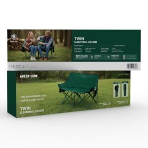 9904907107286 GREEN LION TWIN CAMPING CHAIR - GREEN