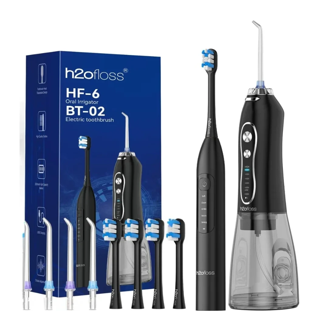 H2O FLOSS HF-6 ORAL IRRIGATOR BT-02 ELECTRIC TOOTHBRUSH - BLACK