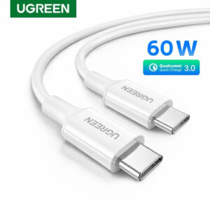 6957303865208 UGREEN USB-C TO USB-C PD FAST CHARGING CABLE 60W - WHITE (2M)