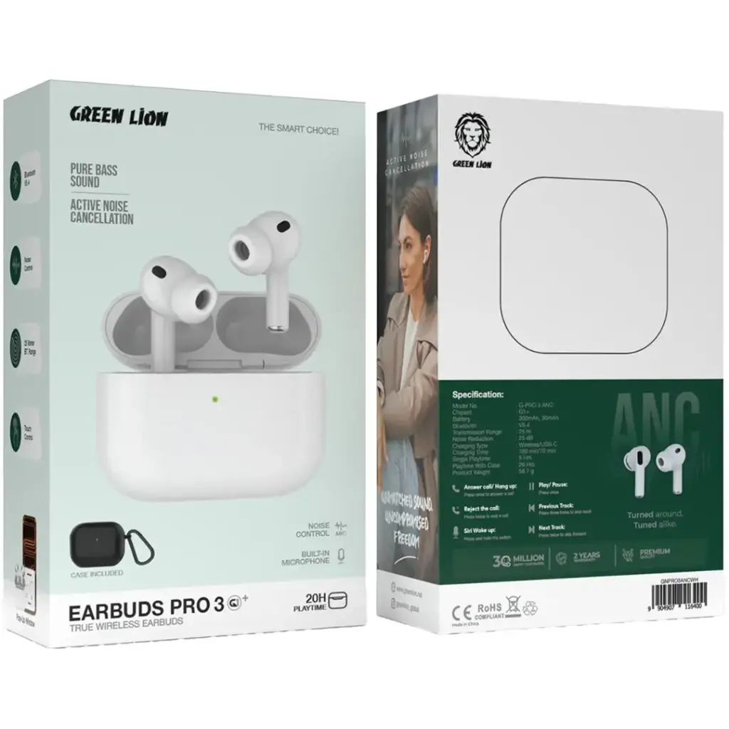 9904907116400 Green Lion earbuds pro 3 ANC -Whit