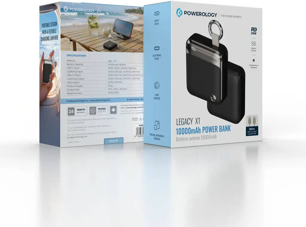 6284302757396 Powerology Legacy x1 10000mAh power bank-black