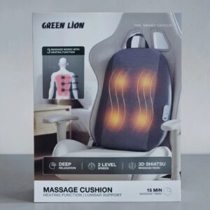 9904907163626 GREEN LION MASSAGE CUSHION HEATING FUNCTION LUMBAR SUPPORT - GRAY