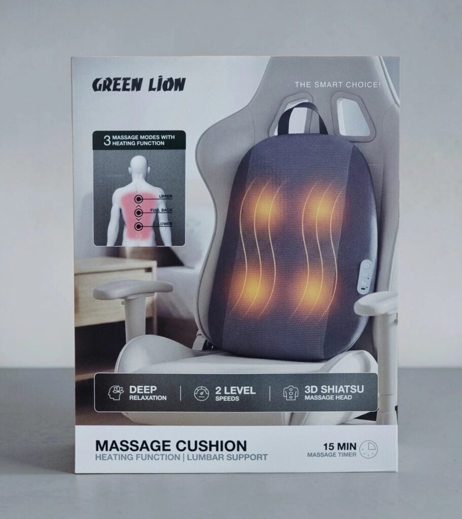 9904907163626 GREEN LION MASSAGE CUSHION HEATING FUNCTION LUMBAR SUPPORT - GRAY