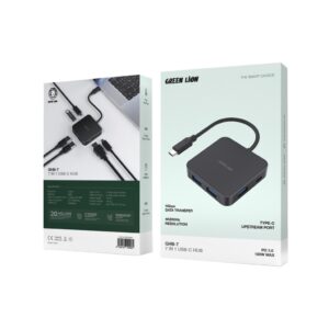 6935100194264 GREEN LION GHB-7 7 IN 1 USB-C HUB - BLACK