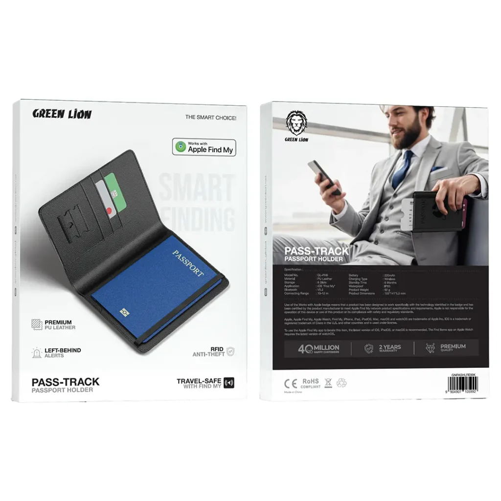 9904907105992 GREEN LION PASS-TRACK PASSPORT HOLDER - BLACK