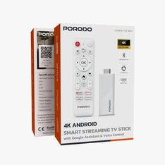 6284302737114 PORODO 4K ANDROID SMART STREAMING TV STICK - WHITE