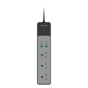 9904781068574 PORODO POWER STRIP FWC052 - BLACK