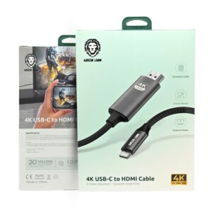 6935100185248 GREEN LION 4K USB-C TO HDMI CABLE 2M - BLACK