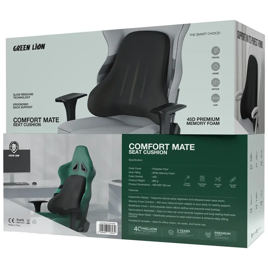 9904907118930 GREEN LION COMFORT MATE SEAT CUSHION - BLACK